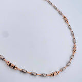 Cadena Rustica Corona RX 11.1gr / 60.5cm / 4.6mm Cauchos Negros Dos Oros Blanco Rosa 18K $