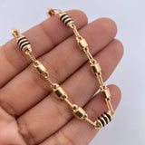 Pulso Rustico Barril 4.75gr / 21.7cm / 5mm Canotillo Cauchos Negros Oro Amarillo 18K $