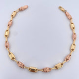 Pulso Rustico Tribal 5.05gr / 21.6cm / 4.7mm Dos Oros Amarillo Rosa 18K $