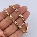 Pulso Rustico Tribal 5.05gr / 21.6cm / 4.7mm Dos Oros Amarillo Rosa 18K $
