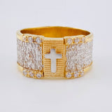 Anillo Cruz Padre Nuestro 9 g / T10 1/2 Dos Oros Amarillo Blanco 18K