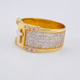 Anillo Cruz Padre Nuestro 9 g / T10 1/2 Dos Oros Amarillo Blanco 18K