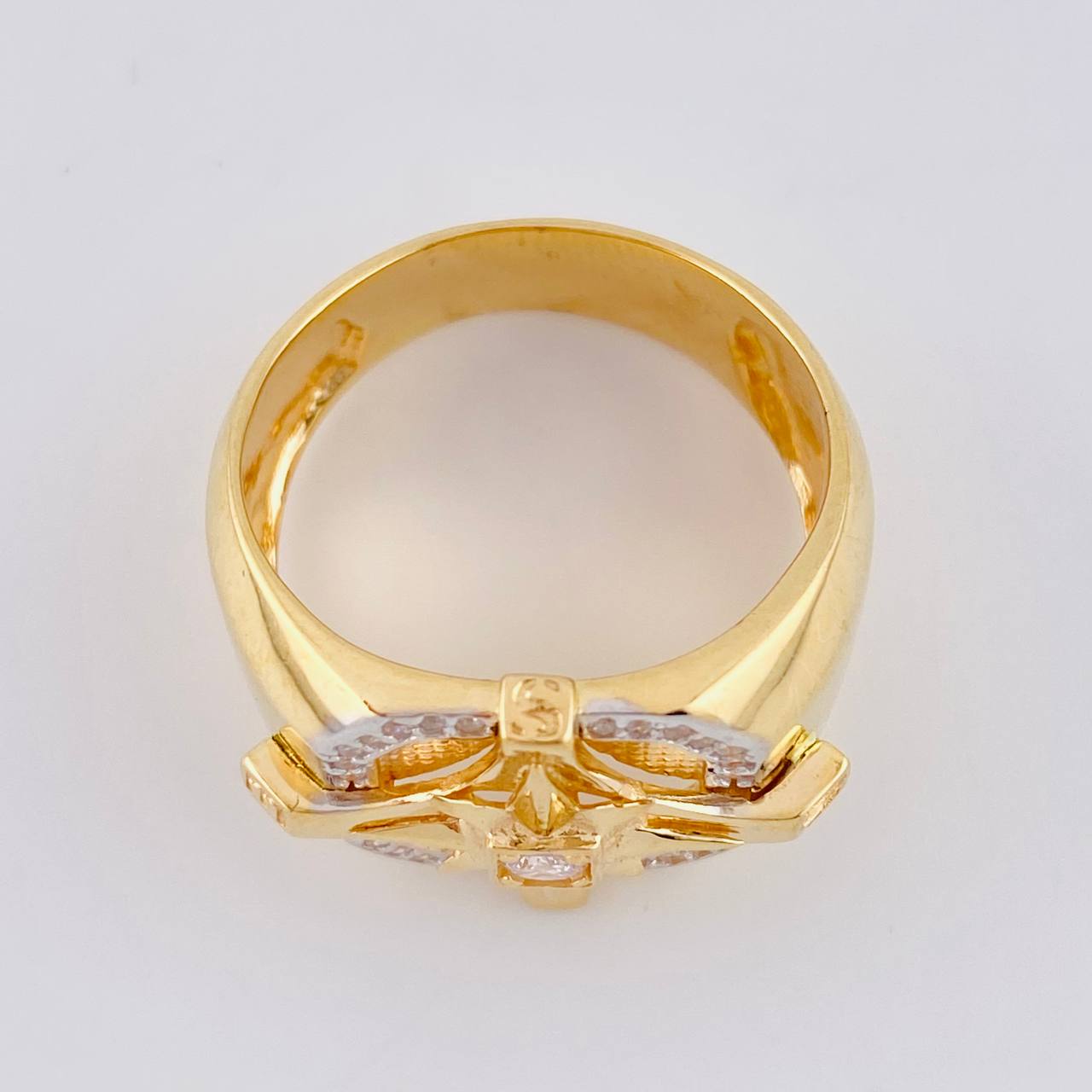 Anillo Brujula Cuadrada 9.35 g / T10 1/4 Dos Oros Amarillo Blanco 18K
