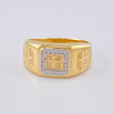 Anillo Sello Cruces Laterales 7.45 g / T10 1/2 Dos Oros Amarillo Blanco 18K