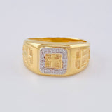 Anillo Cruz Sello Punteado 6.55 g / T10 1/2 Dos Oros Amarillo Blanco 18K