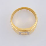 Anillo Cruz Sello Punteado 6.55 g / T10 1/2 Dos Oros Amarillo Blanco 18K