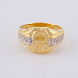 Anillo Cruz Diamantado 5.9 g / T9 Dos Oros Amarillo Blanco 18K