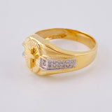 Anillo Cruz Diamantado 5.9 g / T9 Dos Oros Amarillo Blanco 18K