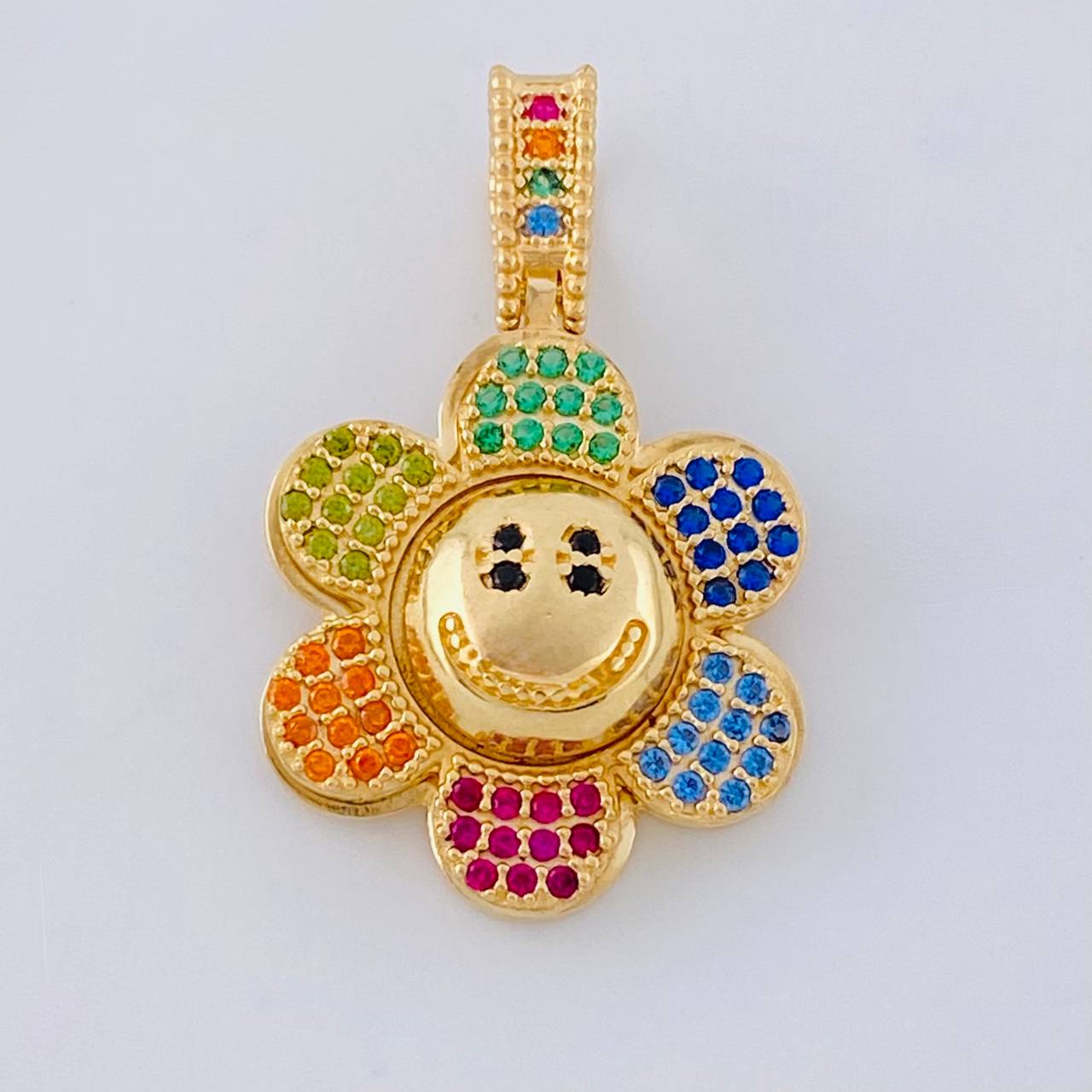 Dije Flor Cara Feliz 4.25 g / 2.7 cm Oro Amarillo 18K