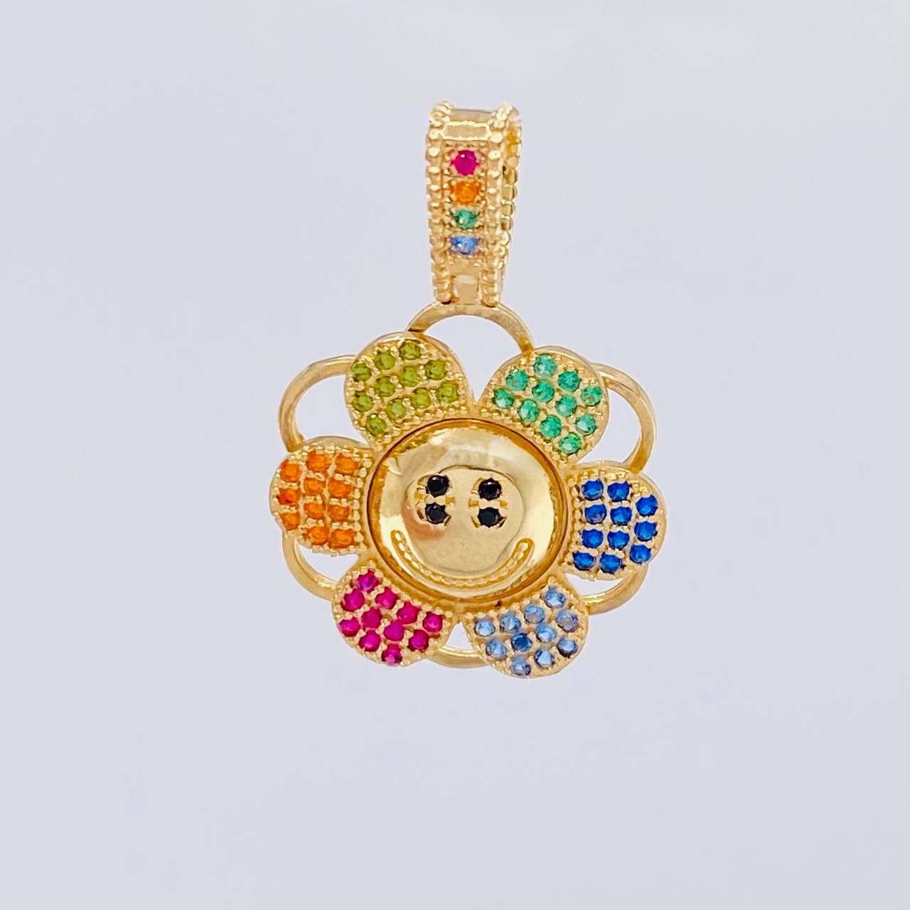 Dije Flor Cara Feliz 4.25 g / 2.7 cm Oro Amarillo 18K