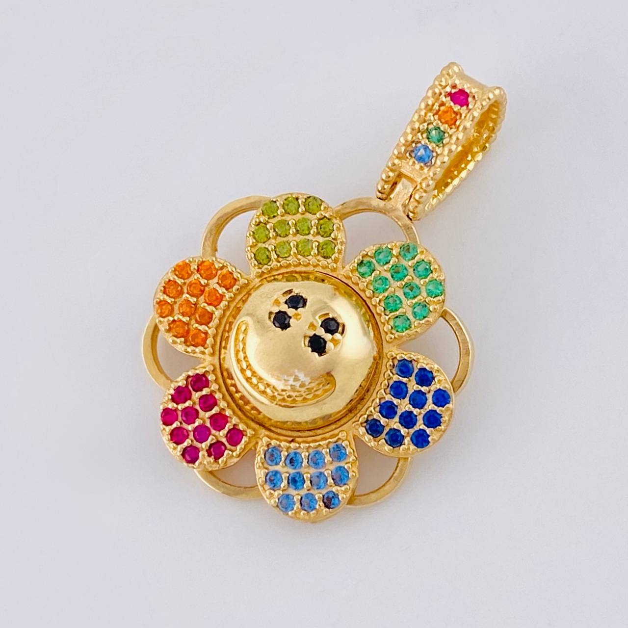 Dije Flor Cara Feliz 4.25 g / 2.7 cm Oro Amarillo 18K
