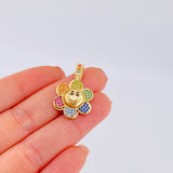 Dije Flor Cara Feliz 4.25 g / 2.7 cm Oro Amarillo 18K