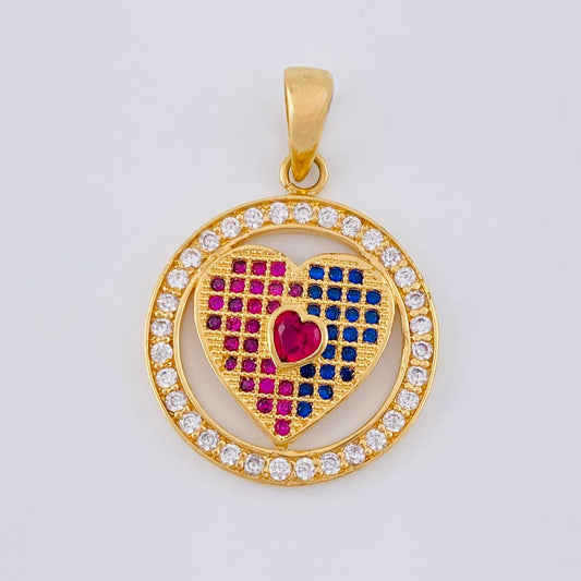Dije Corazón Multicolor 5.85 g / 3.4 cm Oro Amarillo 18K