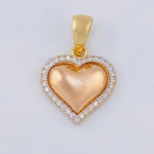 Dije Corazón 2.45 g / 2.5 cm Dos Oros Amarillo Blanco 18K