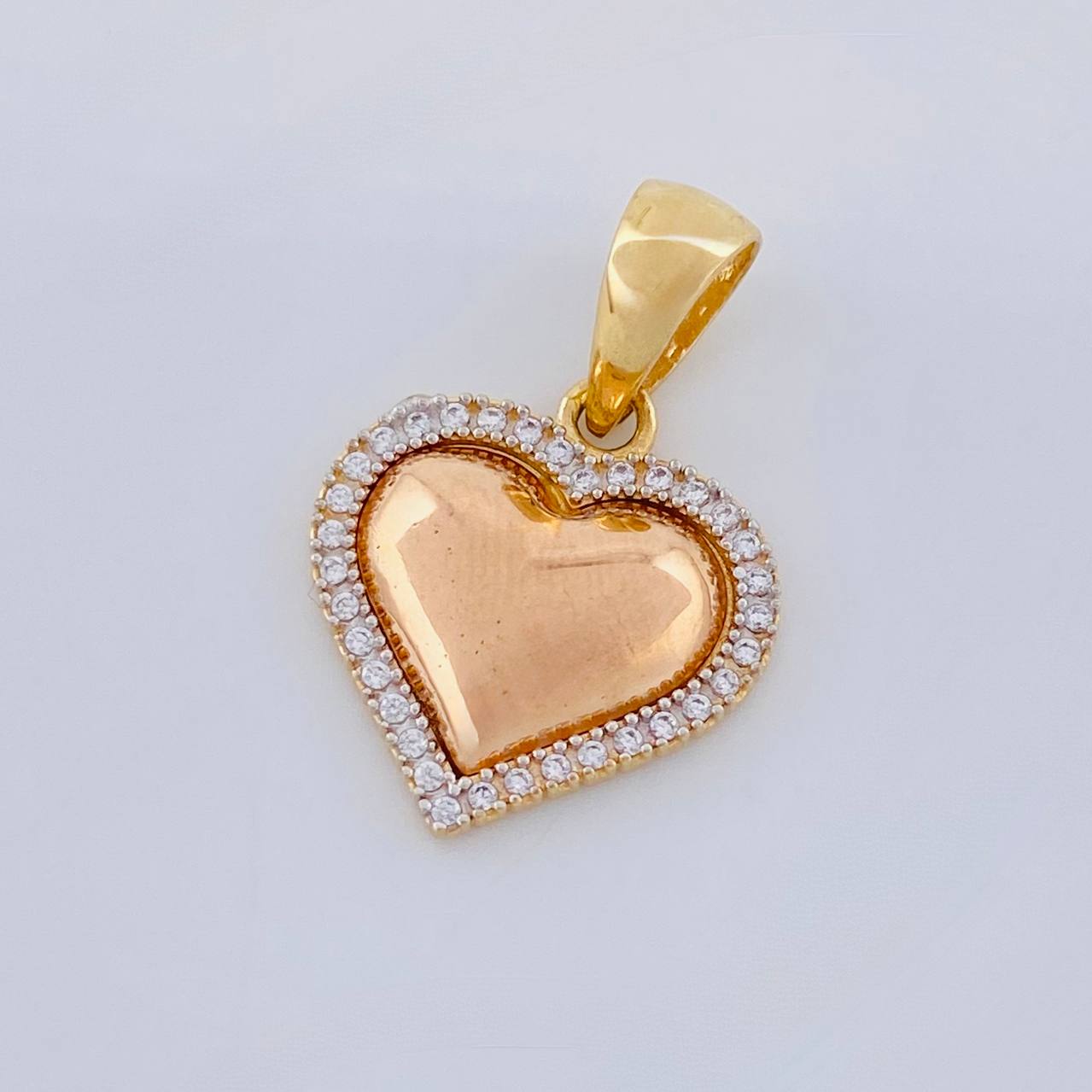 Dije Corazón 2.45 g / 2.5 cm Dos Oros Amarillo Blanco 18K