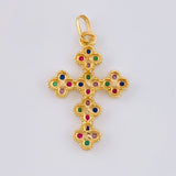 Dije Cruz Trebol Colores 3.55 g / 3.5 cm Oro Amarillo 18K