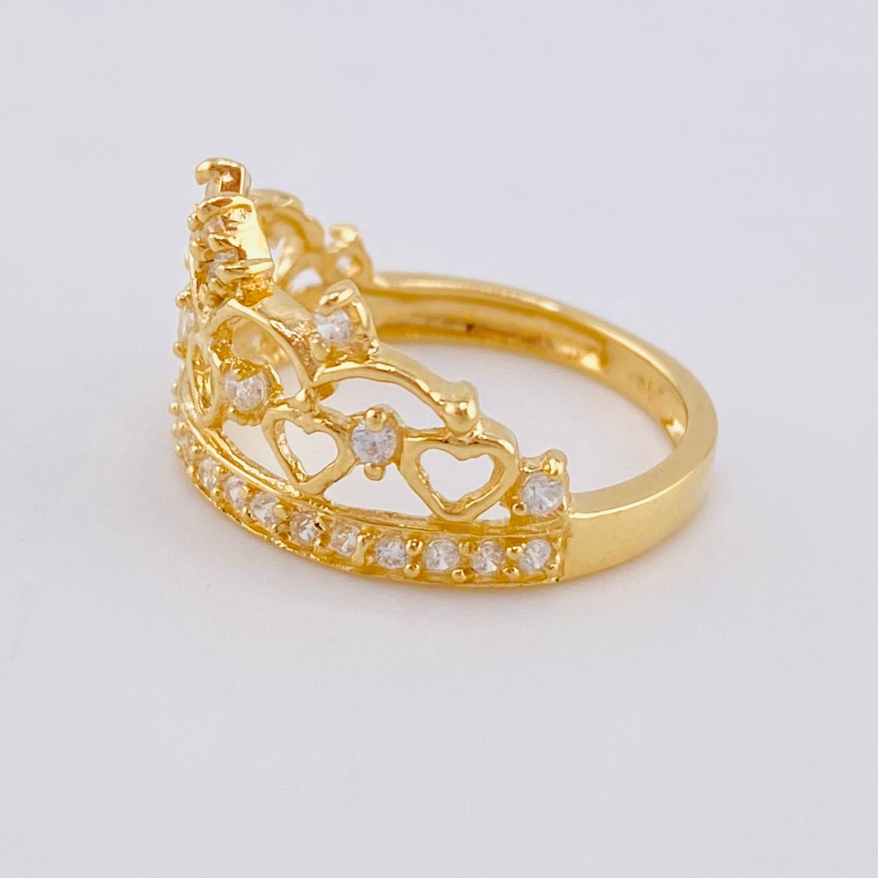 Anillo Corona Corazones 2.9 g / T6 1/4 Oro Amarillo 18K