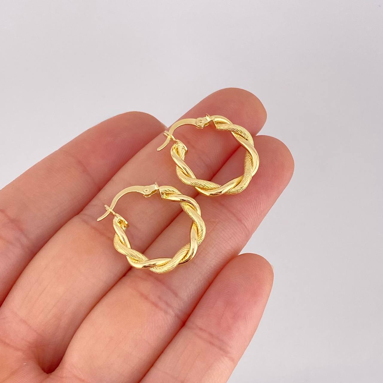 Candongas Doble Textura 1.9g / 2cm Oro Amarillo 18K