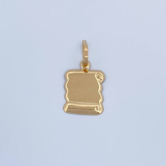 Dije Placa Pergamino 0.8gr / 2.3*1.1cm / Liso Oro Amarillo 18K &