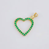 Dije Corazon Silueta Esmeraldas 56 pts 1.7gr / 2.5cm / Oro Amarillo 18K