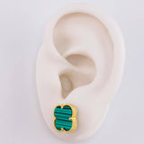 Topos Trebol Malaquita 3.7g / 12.02mm Oro Amarillo 18K