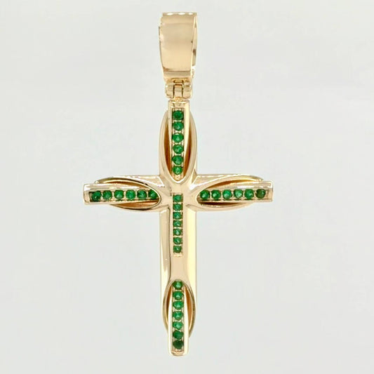 Dije Cruz Resplandor Esmeraldas 63pts 11.6g / 5.4cm Oro Amarillo 18K