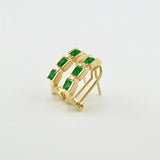 Candongas Omega Trio Diamantes 6pts Esmeraldas 55pts 3.85g / 1.4cm Oro Amarillo 18K