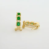 Candongas Omega Trio Diamantes 6pts Esmeraldas 55pts 3.85g / 1.4cm Oro Amarillo 18K