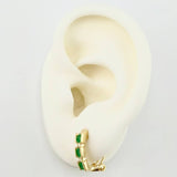 Candongas Omega Trio Diamantes 6pts Esmeraldas 55pts 3.85g / 1.4cm Oro Amarillo 18K