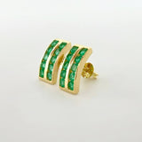 Candongas Doble Carril Esmeraldas 1.04qts 3.35g / 1.2cm Oro Amarillo 18K