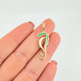 Dije Caballo Abstracto de Mar Esmeraldas 17pts 1.55g / 3.2cm Oro Amarillo 18K