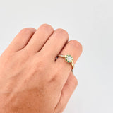 Anillo Flor Corazones Esmeraldas 16pts Diamantes 77pts 4.4gr / T7 3/4 / Oro Amarillo 18K