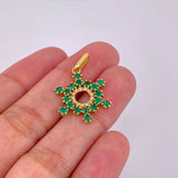 Dije Aro Estrellado 2.55gr / 2.9cm / Esmeraldas 84 pts - Diamantes Blancos 20 pts Oro Amarillo (Joya)