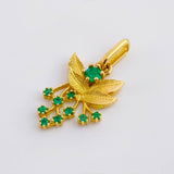 Dije Hojas Ramillete 2.25gr / 2.5cm / Esmeraldas 32pts Oro Amarillo 18K (Joya)