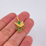 Dije Hojas Ramillete 2.25gr / 2.5cm / Esmeraldas 32pts Oro Amarillo 18K (Joya)