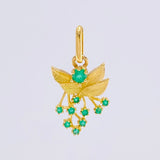 Dije Hojas Ramillete 2.25gr / 2.5cm / Esmeraldas 32pts Oro Amarillo 18K (Joya)