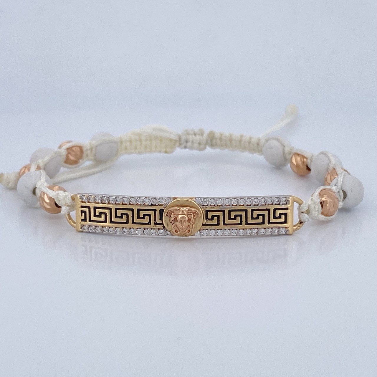 Pulsera Blanca Medusa Tribal 4.4gr / Oro 18K &
