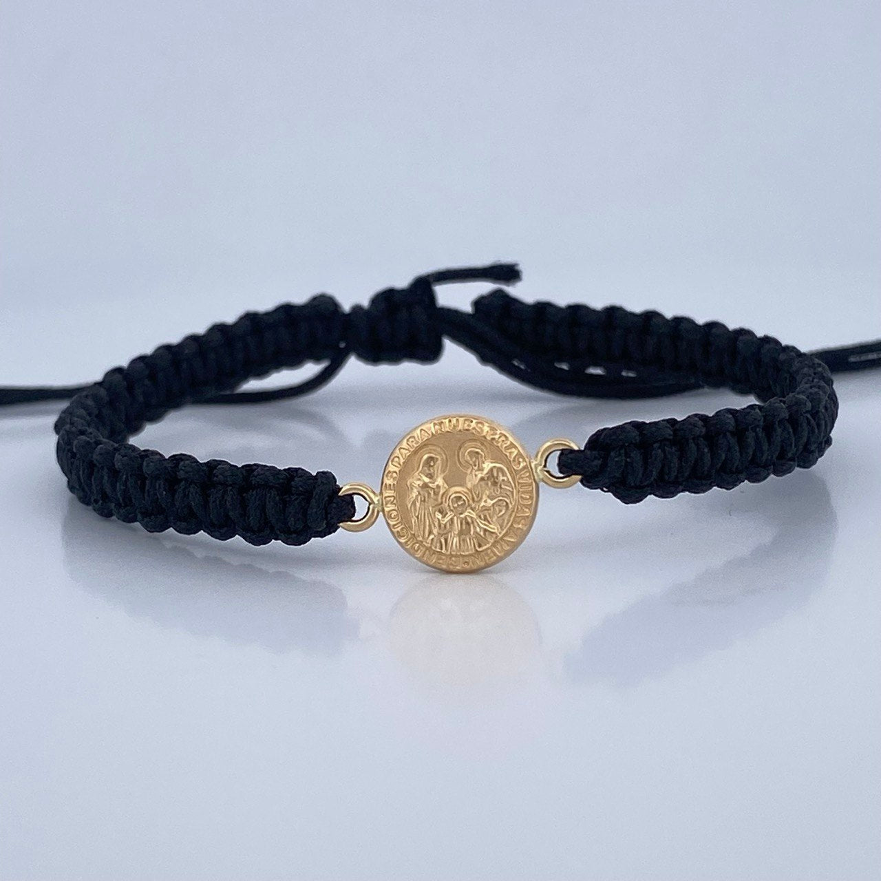 Pulsera Negra Sagrada Familia 0.6gr / Oro 18K &