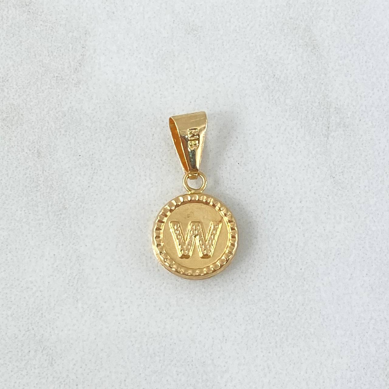 Dije Letra W 0.65gr / 2cm / Circulo Bordeado Oro Amarillo 18K