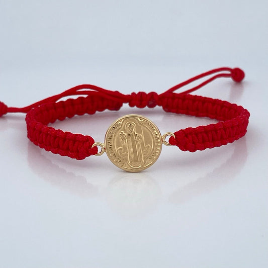 Pulsera Roja San Benito 0.8gr / Oro 18K &