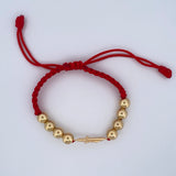 Pulsera Roja Cruz Cristo 3.25gr / Oro 18K &