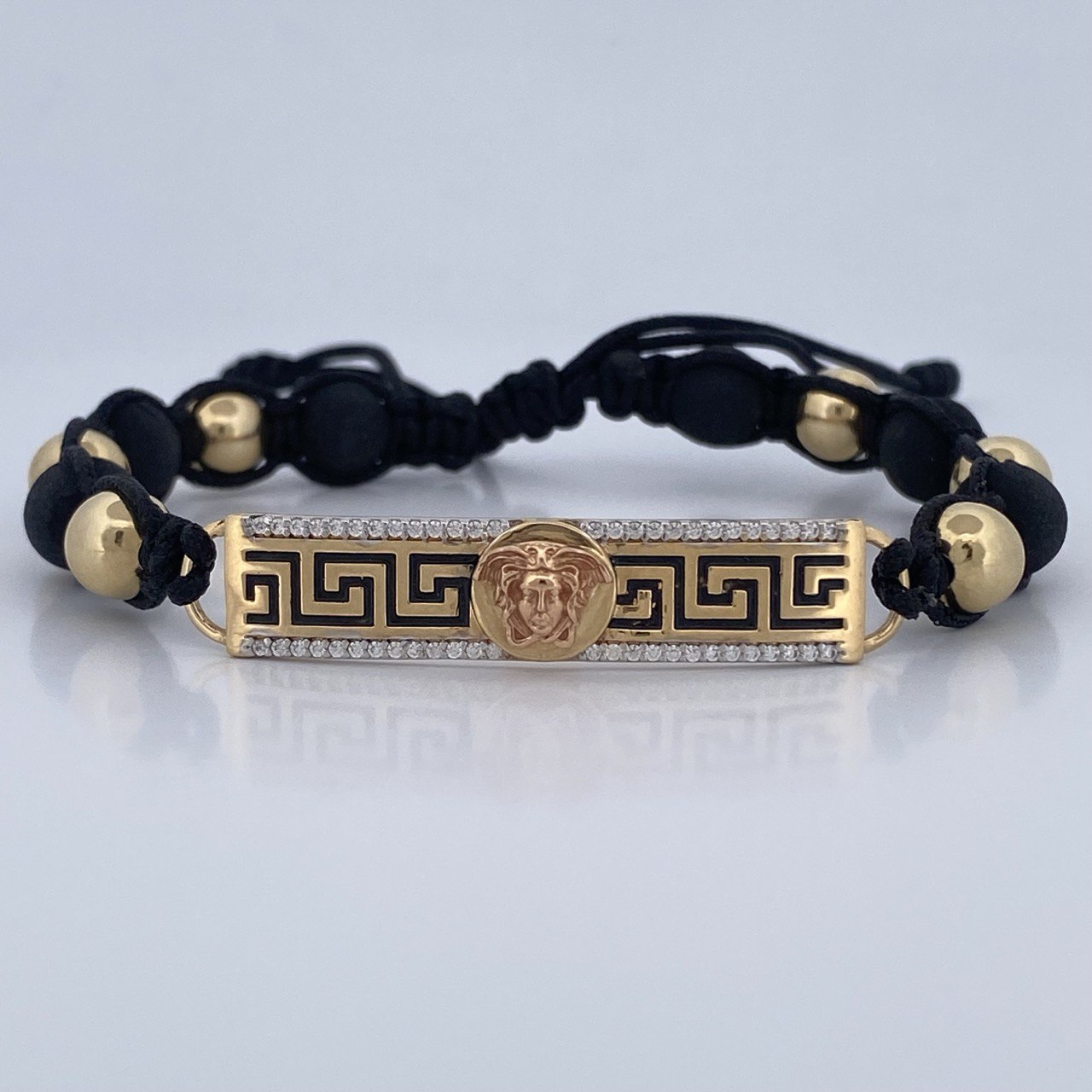 Pulsera Negra Medusa Tribal 6gr / Oro 18K &