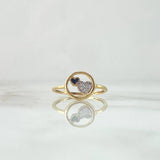 Anillo Corazones 1.55gr / T4 3/4 / Circones Blancos-Negros Dos Oros Amarillo Blanco