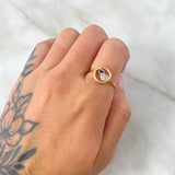 Anillo Corazones 1.55gr / T4 3/4 / Circones Blancos-Negros Dos Oros Amarillo Blanco