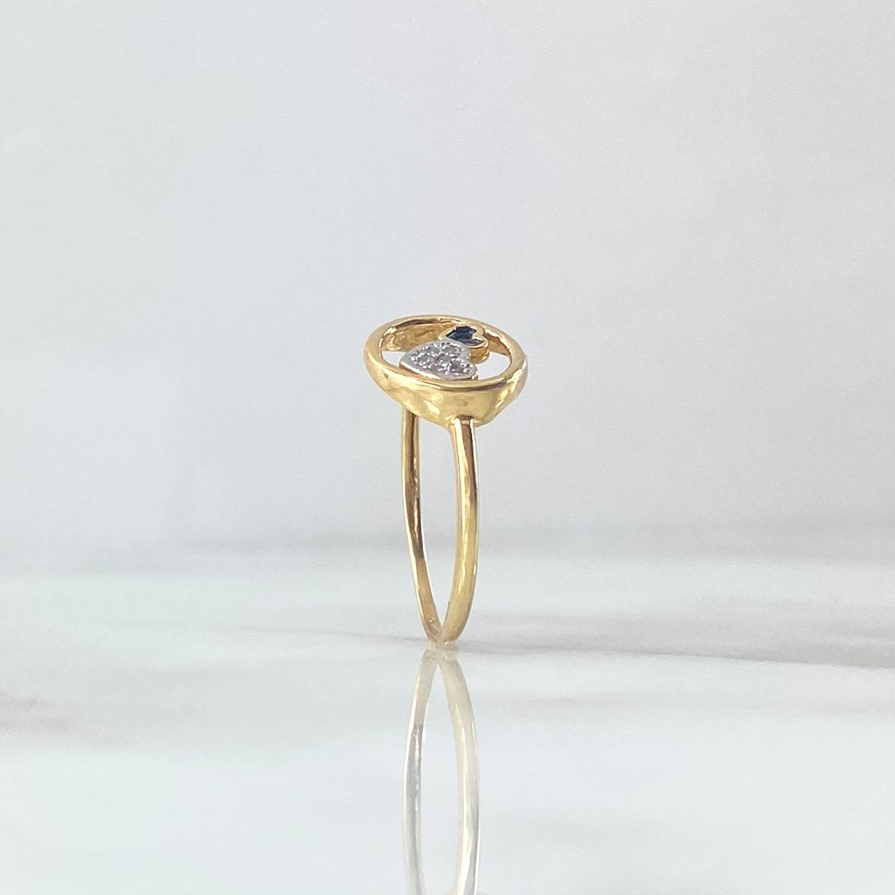 Anillo Corazones 1.55gr / T4 3/4 / Circones Blancos-Negros Dos Oros Amarillo Blanco