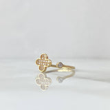 Anillo Trebol 1.6gr / T7 / Circones Blancos Oro Amarillo