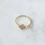 Anillo Trebol 1.6gr / T7 / Circones Blancos Oro Amarillo