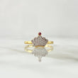 Anillo Corona 1.85gr / T5 / Circones Blancos-Fucsia Oro Amarillo