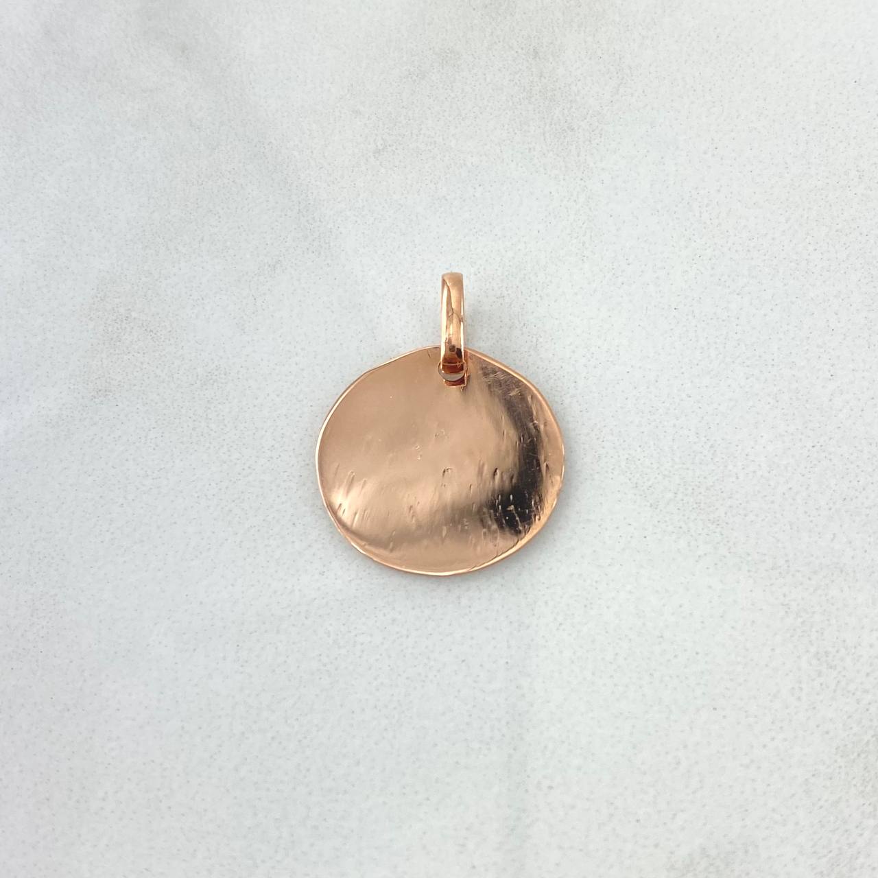 Dije Placa Circular 1.4gr / 2.2cm / Lisa Oro Rosa 18K (Oferta) ©