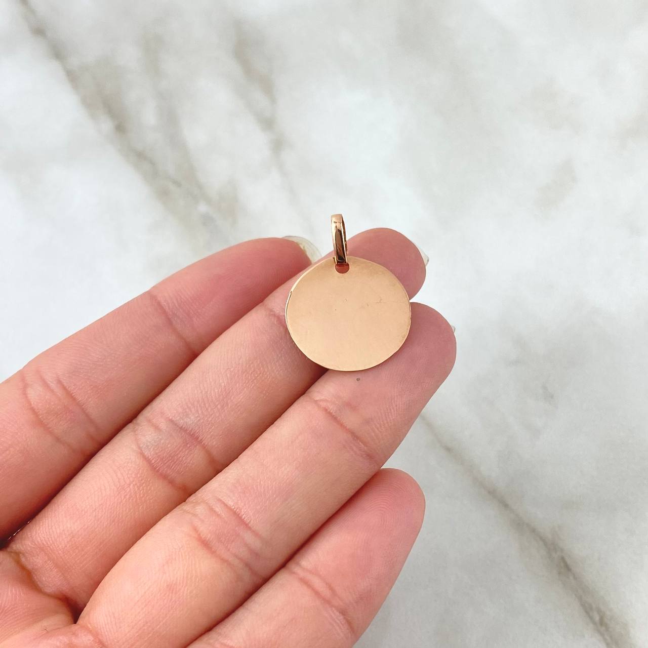 Dije Placa Circular 1.75gr / 2.3cm / Lisa Oro Rosa 18K (Oferta) ©